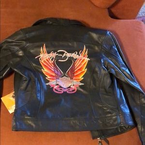 Women’s Harley Davidson leather jacket.